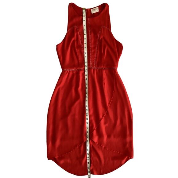 Sienna Sky High Low Sleeveless Crochet Asymmetrical Tulip Mini Dress Red S - Picture 6 of 16